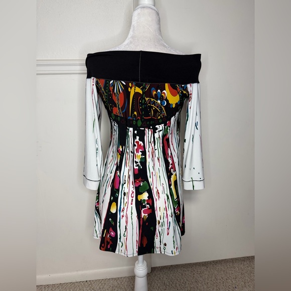 Eva Varro Scoop Neck Off Shoulder Artsy Tunic Top Blouse Size M - Picture 3 of 5